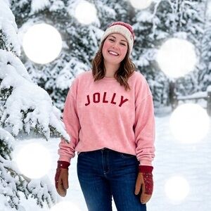 Oat Collective Pink 'JOLLY' Women's PulloverRibbed Sweater — size xl